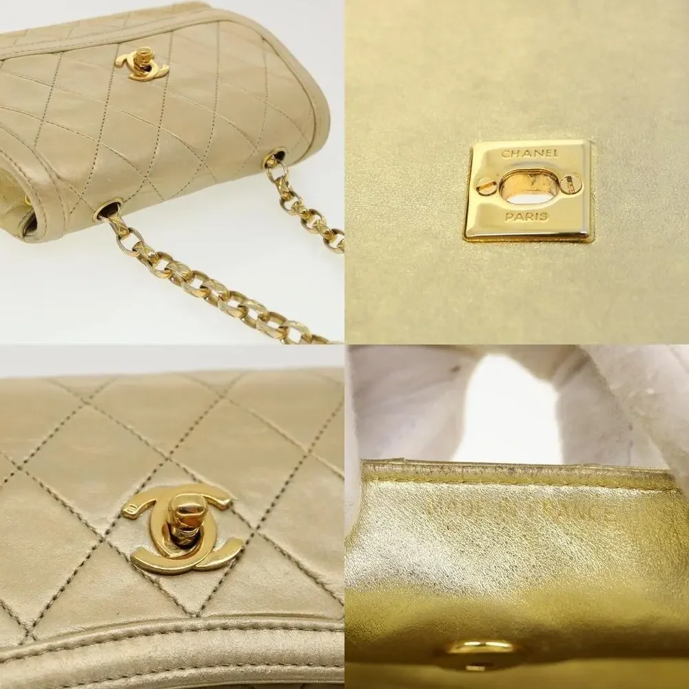 Chanel Matelasse Lambskin Turn Lock Chain Shoulder Bag Gold